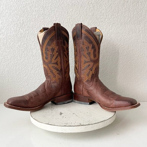 Rod Patrick Mens Cowboy Boots 8.5D Perro Loco Brown Leather Western Square Toe - Picture 7 of 12